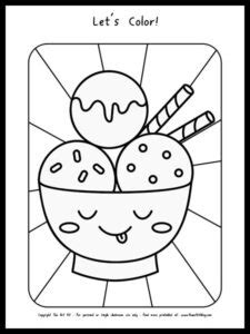 Bowl of Ice Cream Coloring Page {FREE Printable} - The Art Kit