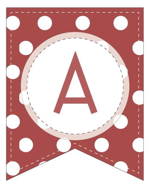 a red and white polka dot banner with the letter a on it's side