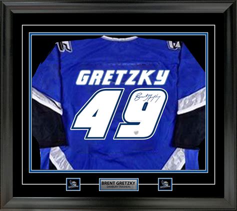 Brent Gretzky Signed Framed Danbury Trashers Blue Game Model Jersey