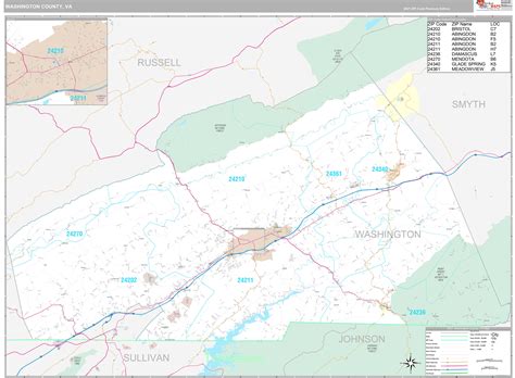 Washington County, VA Wall Map Premium Style by MarketMAPS - MapSales.com