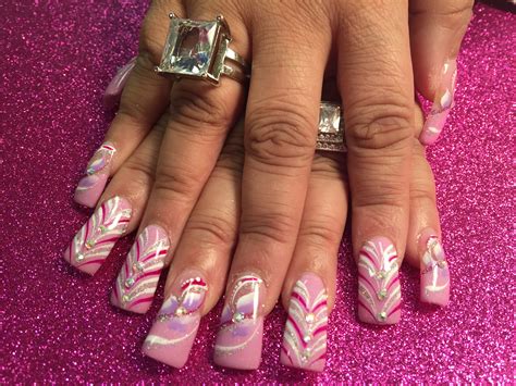 Pink and White Ice Cream Delight, nail art designs by Top Nails, Clarksville TN. | Top Nails