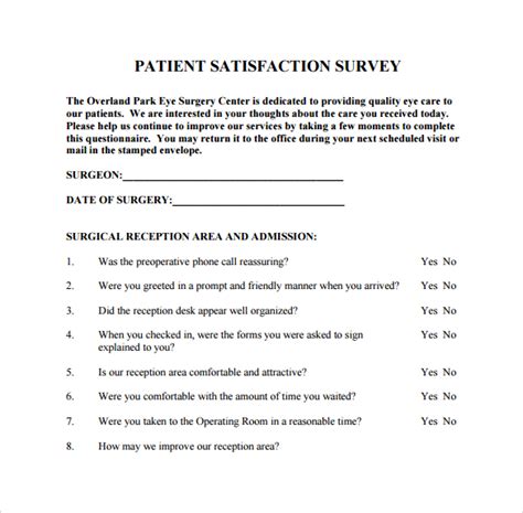 Patient Survey Form - Great Professionally Designed Templates