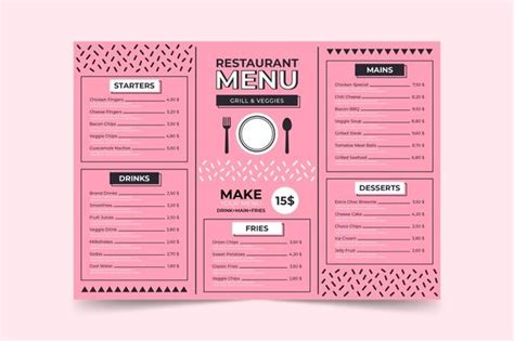 Free Vector | Minimalist pink menu page template | Menu template, Menu ...