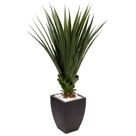 Nearly Natural Indoor/Outdoor Spiked Agave Artificial Plant in Black ...