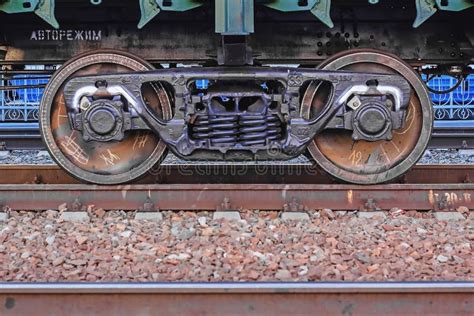 Freight Train, Iron Wheels Train Close-up, Color Photograph Stock Image ...