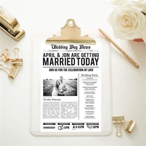 Customized Wedding Newspaper | Wedding newspaper, Wedding programs ...