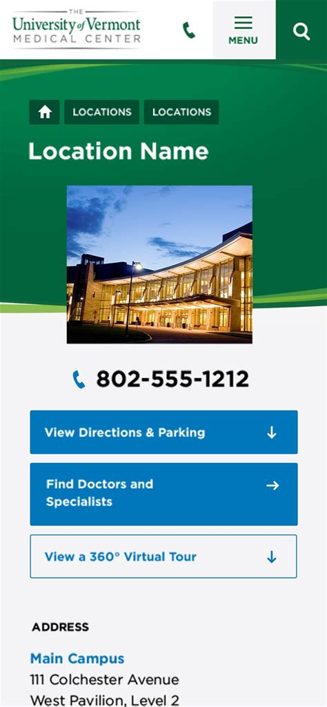 UVM Medical Center Website Design - Corey Machanic