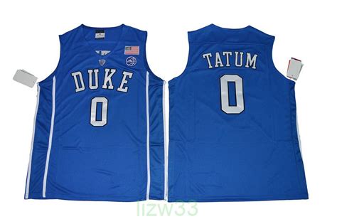 2019 2017 NCAA Duke Jersey #0 Jayson Tatum #1 Harry Giles Jersey 100% Stitched Blue Black White ...