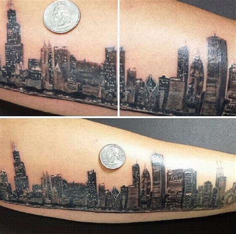 20 Cool Chicago Skyline Tattoo Designs for Men