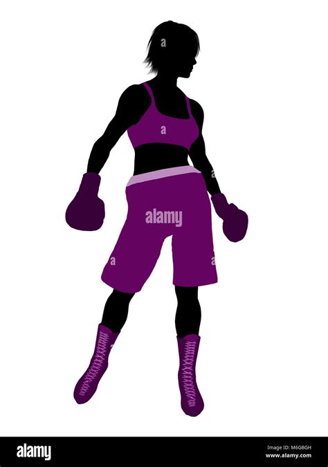 Female boxing art illustration silhouette on a white background Stock ...