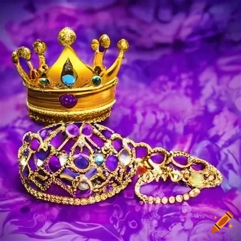 Luxurious crown and jewels on a fancy background