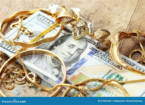 Dollar Bills or Money with Gold Stock Photo - Image of america, banking ...