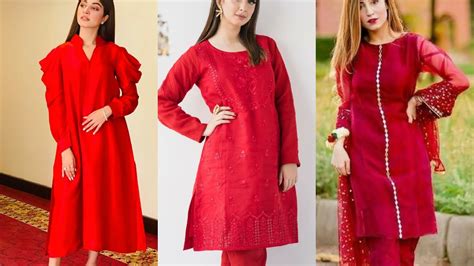 Latest Red Dresses Design || Red Kurti Designs || Red Suit/Red Frock ...