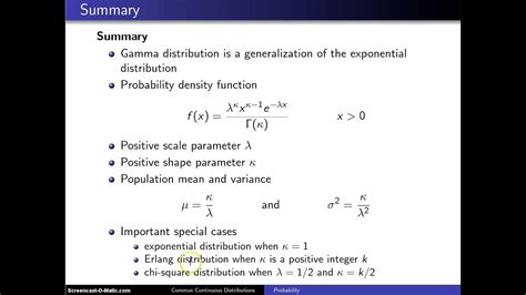 Gamma distribution summary - YouTube