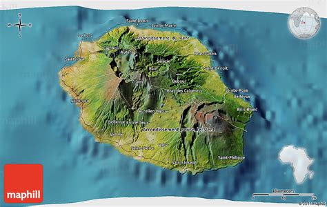 Satellite 3D Map of Reunion