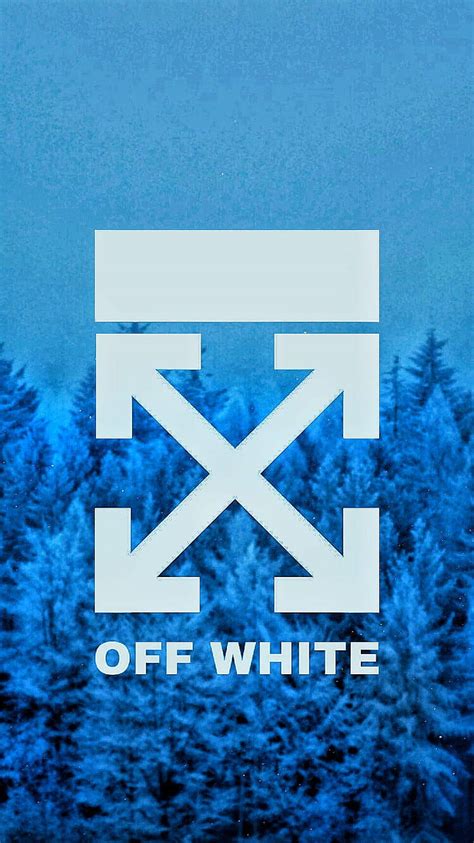 Download Off White Logo Blue Pine Trees Wallpaper | Wallpapers.com