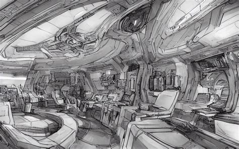 concept art for the bridge interior of a starship by | Stable Diffusion