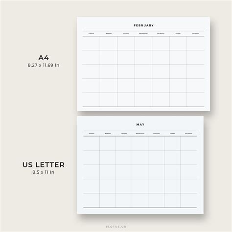 Minimalist Calendar Printable L Desk Calendar, Wall Calendar, Large ...