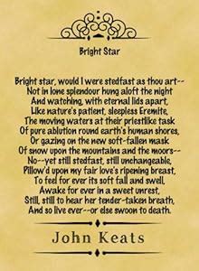 Amazon.com: A4 Size Parchment Poster Classic Poem John Keats Bright Star: Prints: Posters & Prints