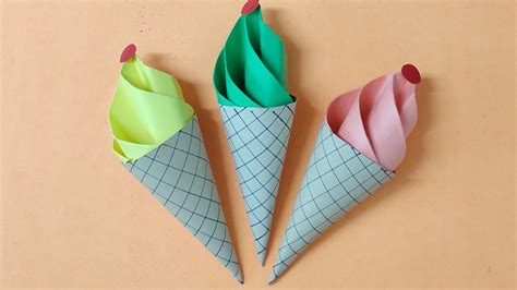 How to make paper ice cream cone || Paper ice cream cone craft ...