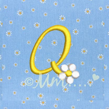 Daisy Alphabet Letters Set 26 machine embroidery design download 4x4