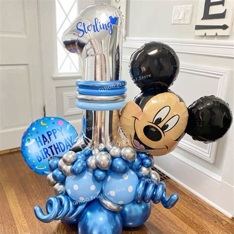 39Pcs Disney Mickey Mouse Head Aluminum Film Balloons Set 32 Inch Silver Number Balloons ...