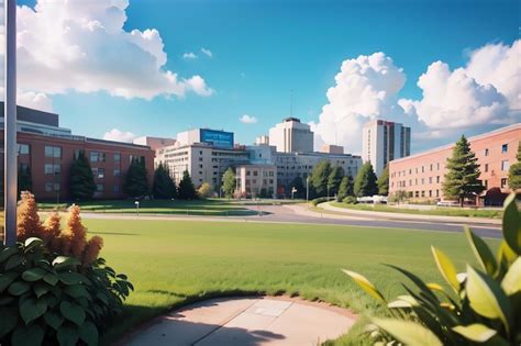 Premium AI Image | A view of the campus from the campus of the ...