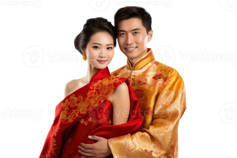 AI generated Asian Couple in Traditional Clothing on Clear Background 36463854 PNG