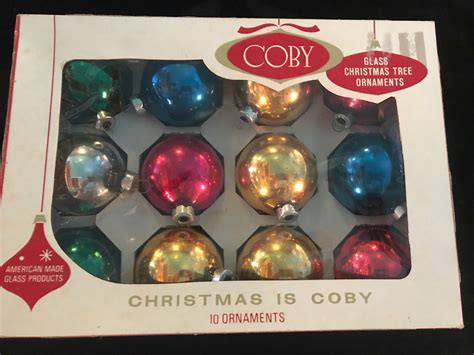 Vintage Glass Ball Ornaments. USA Glass Ball Coby Ornaments. Set of 12 ...