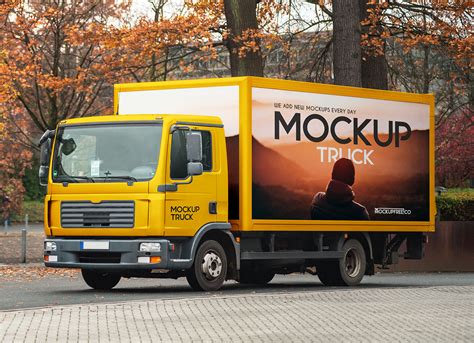 Free Box Truck Mockup PSD - Good Mockups