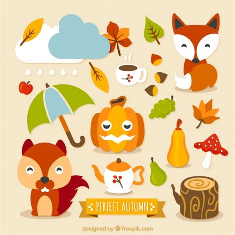 Free Vector | Lovely autumn characters and elements