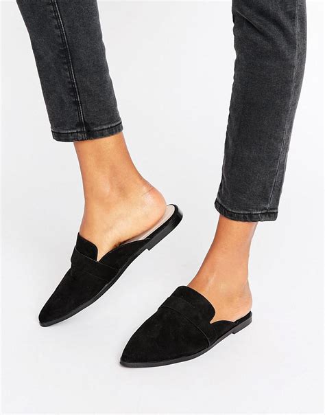 Lyst - Asos Maggie Flat Mules in Black