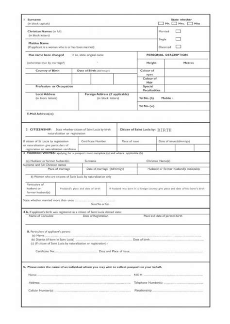 Government Of St Lucia Passport Application Form - Printable Form 2024