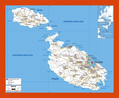 Road map of Malta | Maps of Malta | Maps of Europe | GIF map | Maps of the World in GIF format ...