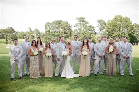 Light Gray and Champagne Groomsmen Look | Champagne wedding colors, Champagne bridesmaid dresses ...