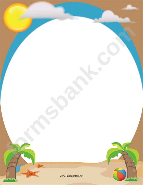 Beach Page Border Template printable pdf download