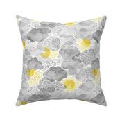 The sun shines above the clouds - yellow Fabric | Spoonflower