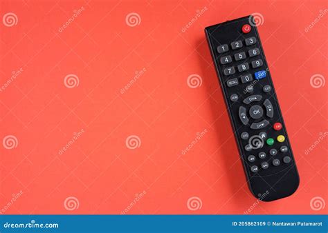 Top View TV Remote Isolate on Peach Orange Background.concept of ...