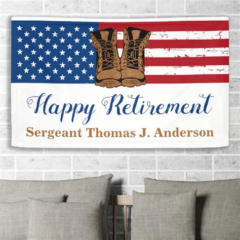 Military Army Retirement Patriotic American Flag Banner | Zazzle