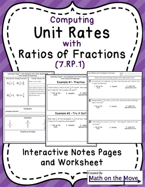 Unit Rate Activity 7th Grade