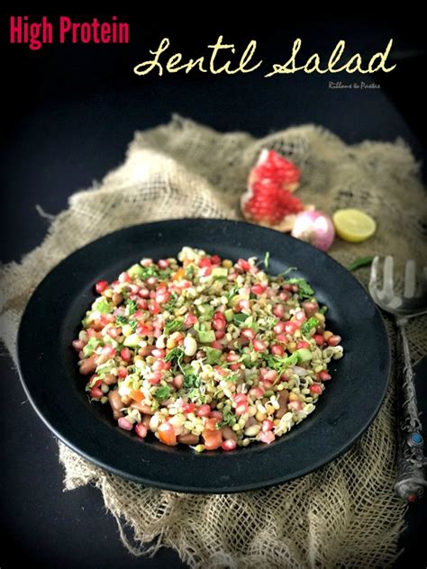 High Protein Lentil Salad - Ribbons to Pastas