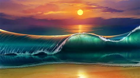 Ocean Waves Sunset