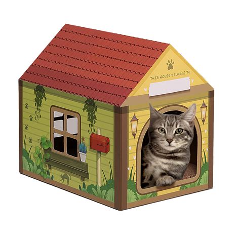 Cardboard Cat House Milk Box Shape Cat Scratching Cave With Scratch Pad Classic Detachable ...