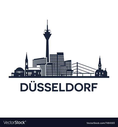 Duesseldorf skyline emblem Royalty Free Vector Image