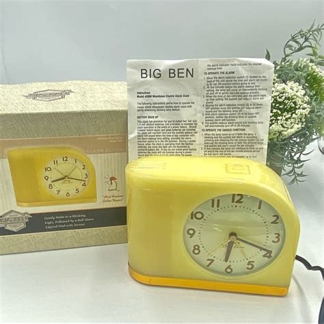 Westclox | Other | Big Ben Analog Flashing Light Alarm Clock Moonbeam Model 4300 Yellow Retro ...