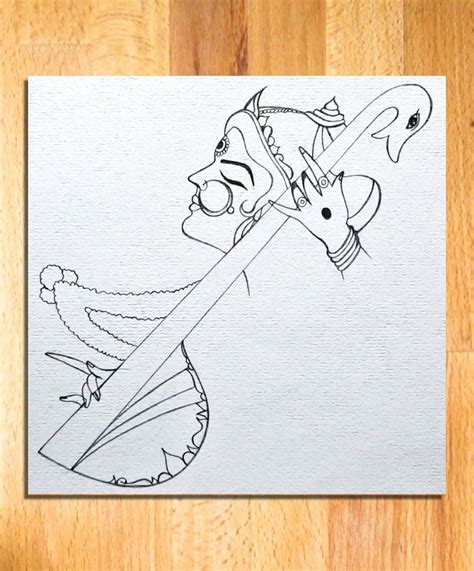 Maa Saraswati Easy Drawing for Beginners | Saraswati Maa Pencil Sketch | Easy drawings, Etsy art ...