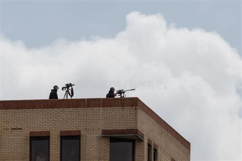 Police Snipers with Rifles on a Roof Top Editorial Stock Image - Image ...