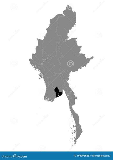 Location Map of Yangon Region Stock Vector - Illustration of grey, bago ...