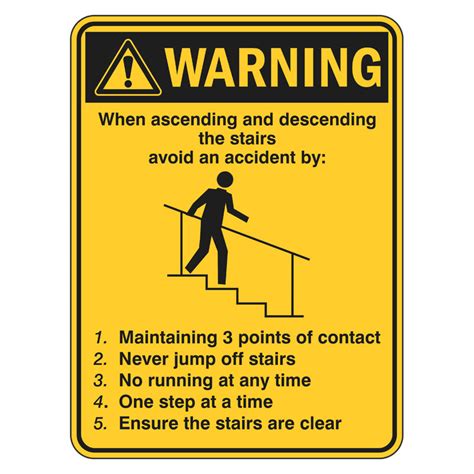 Warning Sign - When Ascending And Descending Stairs – Safetysigns.com.au