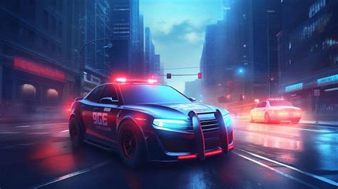Premium AI Image | police car in night city